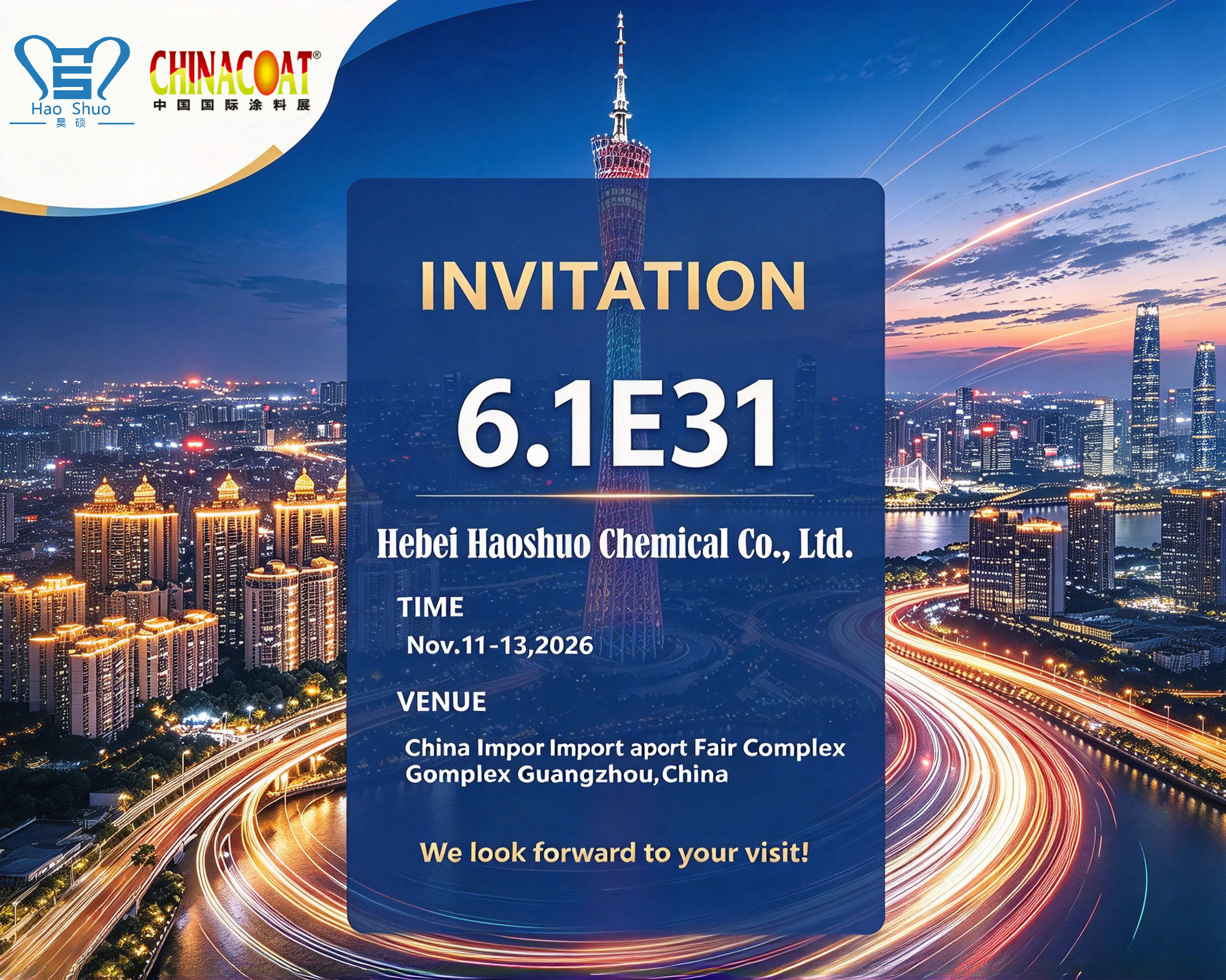 Hebei Haoshuo Chemical's HPMC will be showcased at the 2026 China International Coatings Exhibition, empowering coating quality upgrades with its stable performance Hebei Haoshuo Chemical's HPMC will be showcased at the 2026 China International Coatings Exhibition, empowering coating quality upgrades with its stable performance
