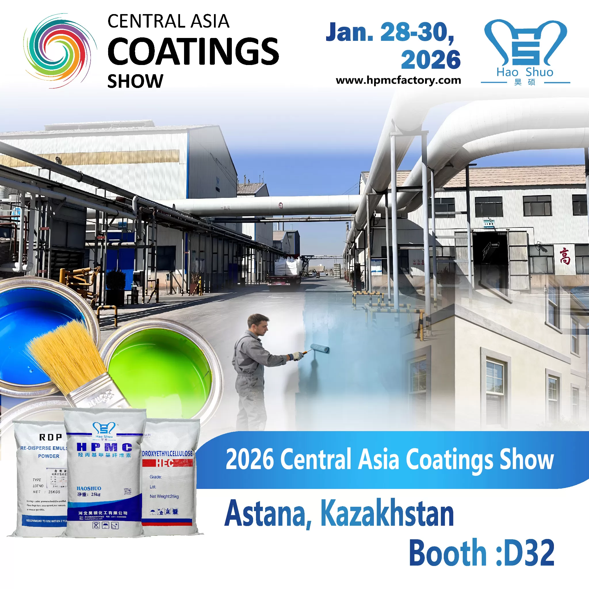Hebei Haoshuo Chemical cordially invites you to the 2026 Central Asia Coatings Show! Gathering Strength in Central Asia, Empowering the Future – Jointly Expanding the Fine Chemical New Materials Market