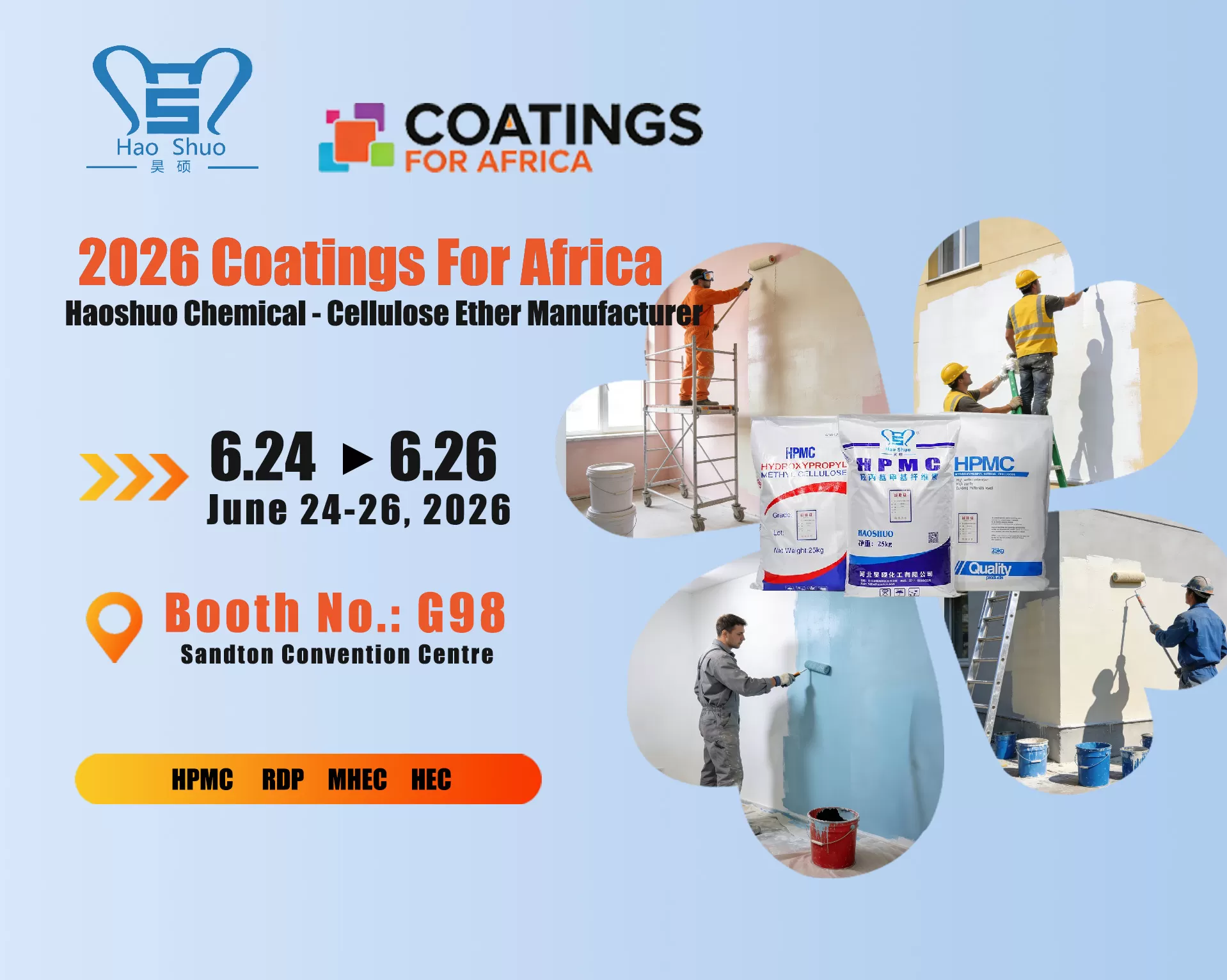 Haoshuo Chemical showcases its full range of cellulose ether products, providing one-stop solutions for the African coatings industry.